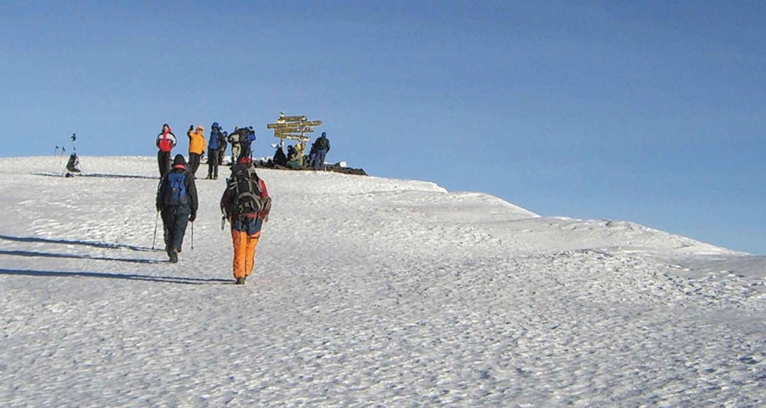 Trekkers hiking the Machame Route on Kilimanjaro