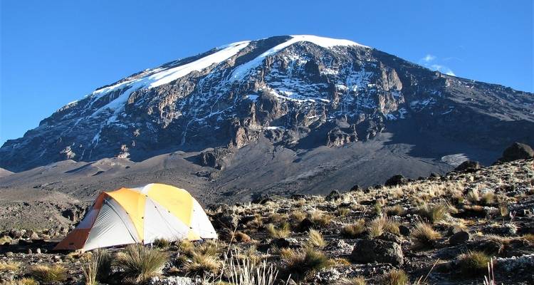 Trekkers resting at Karanga Camp